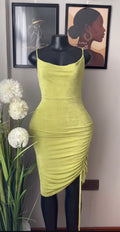 Lime green cowl neck dress