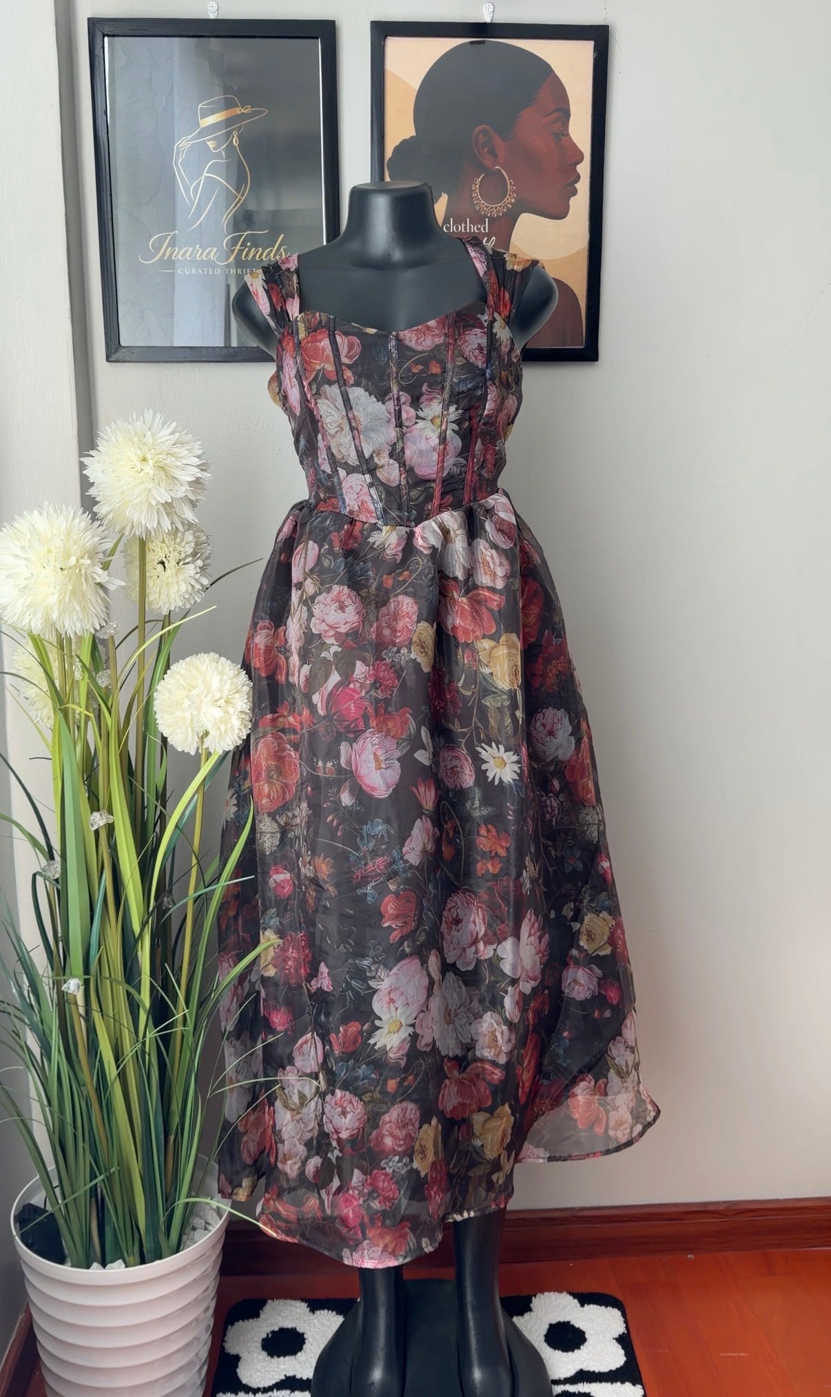 Corset-style organza dress