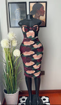 Sweetheart-neckline midi body-con