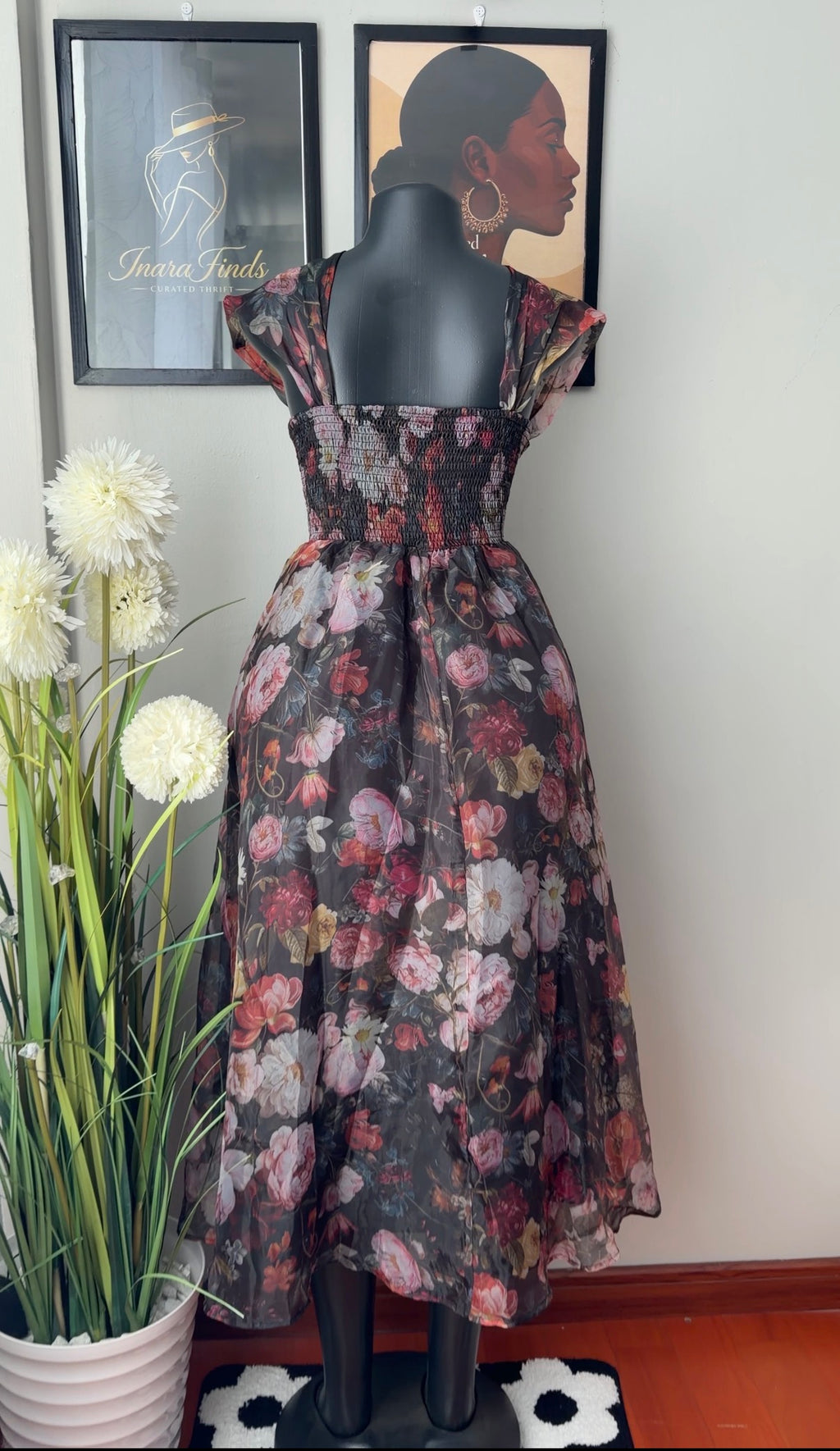 Corset-style organza dress