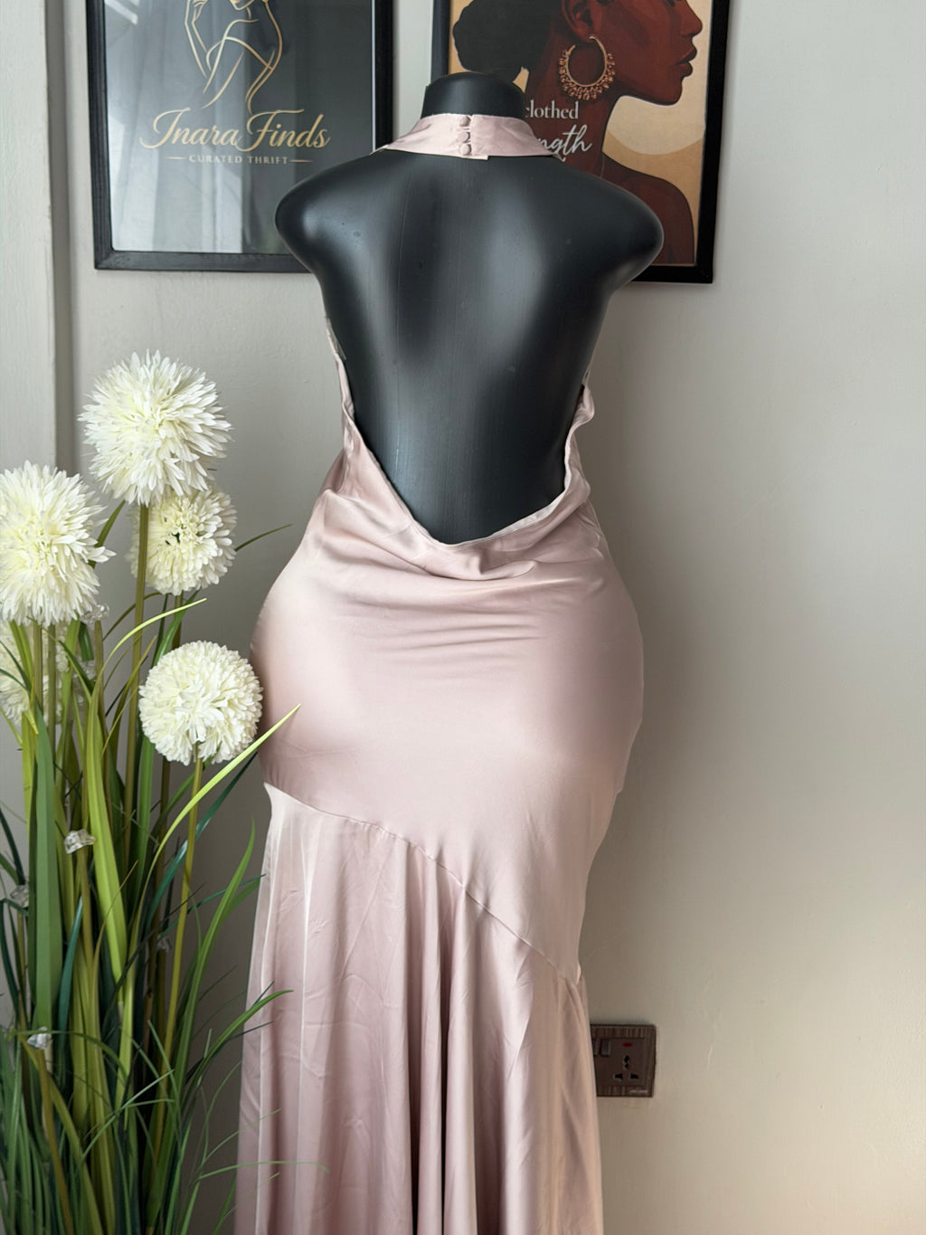 Rose gold luxe satin maxi