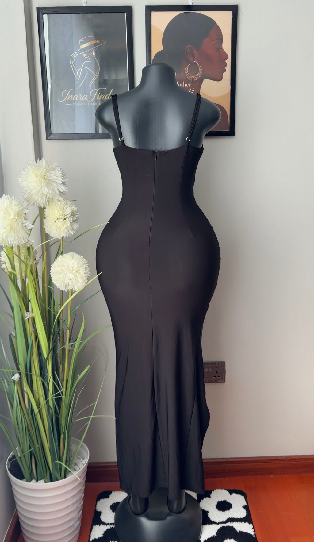Black spaghetti strap maxi