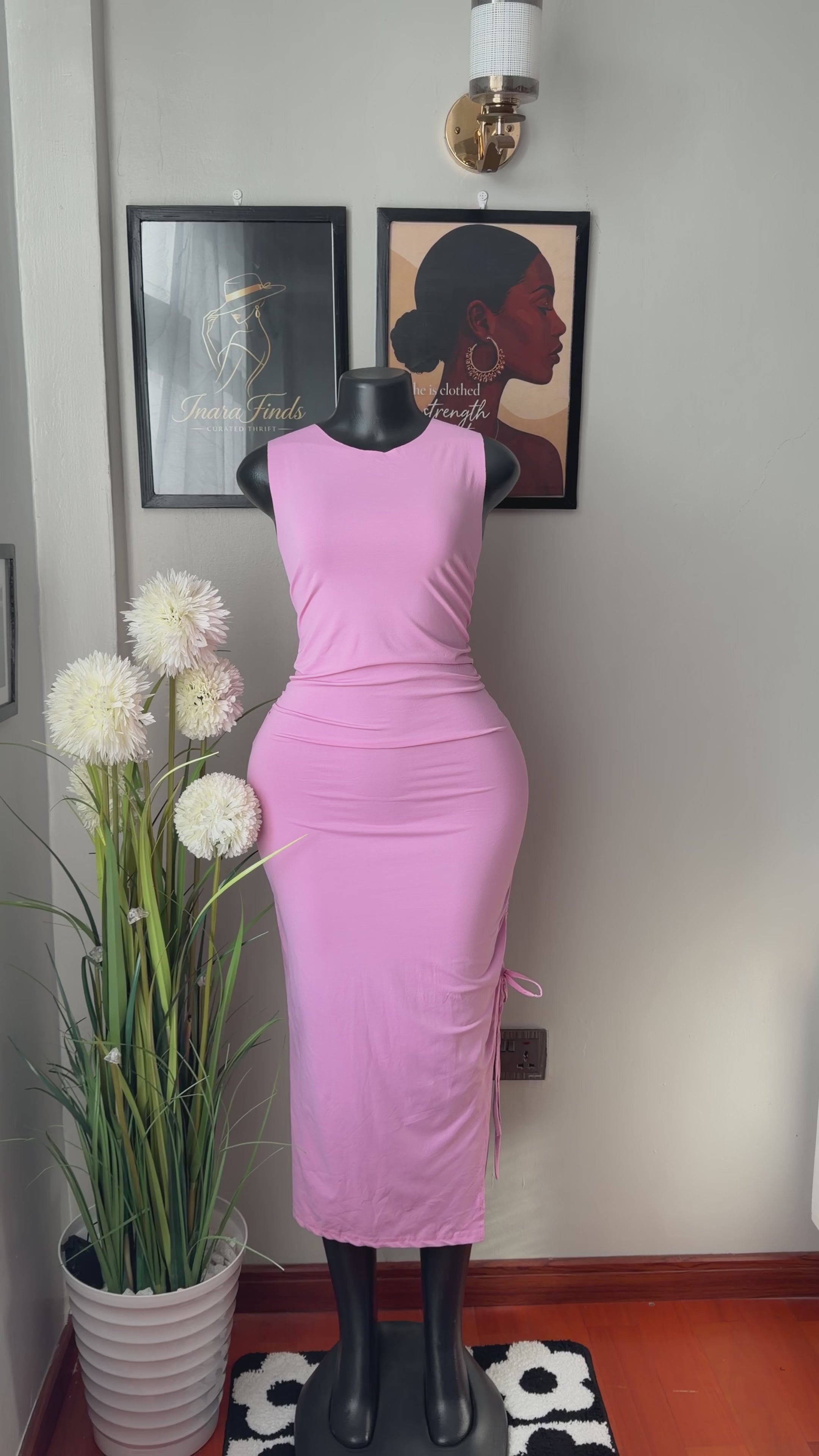 Baby pink sleeveless bodycon