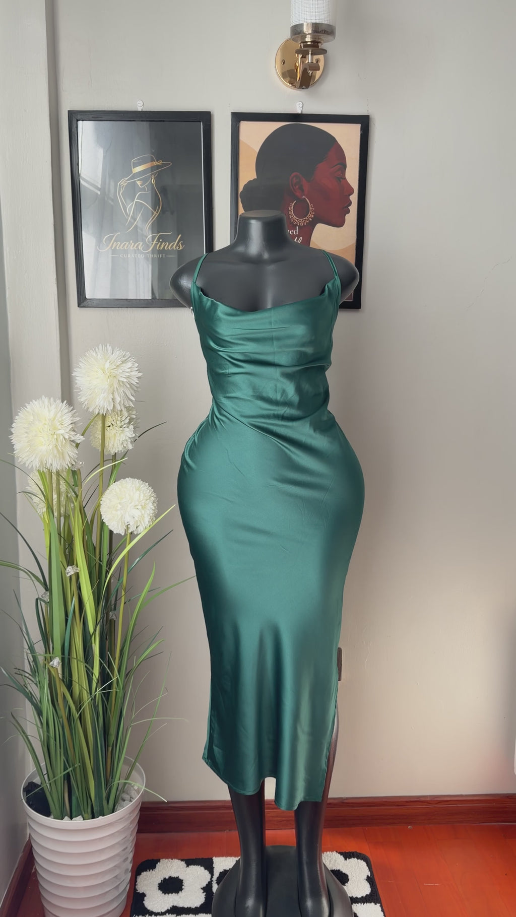 Vibrant emerald green satin